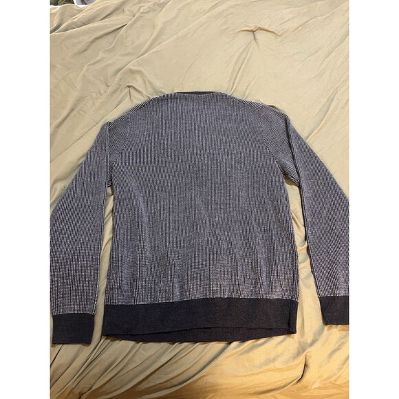 Good Threads Men’s Blue and White 100% Merino Wool Crew Neck Sweater Size L - Picture 3 of 6